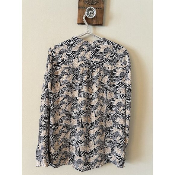 J.Crew Factory Women's Size Small Blouse Zebra Leopard Mixed Animal Print - Picture 4 of 5